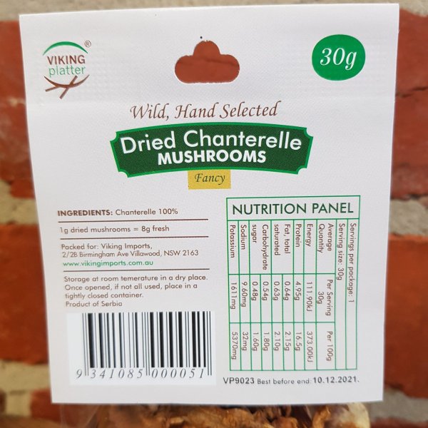 Mushroom - Chanterelle Dried (30gm) Packet