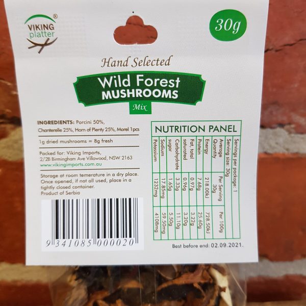 Mushroom - Wild Forest Mix Dried  (30gm) Packet