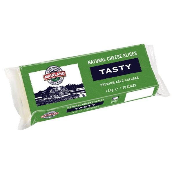 Cheese - Tasty Premium Aged Natural Cheddar Cheese Slices by MAINLAND - 1.5kg 90 slices