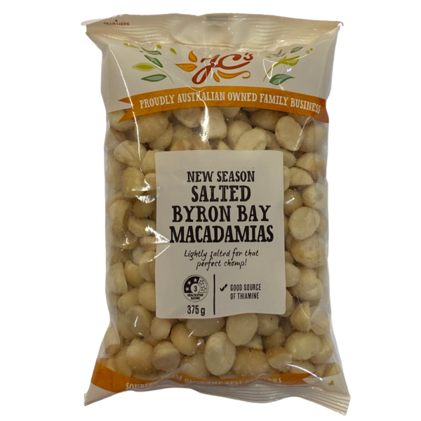 Nuts - Macadamia Salted Nuts from Bryon Bay "NEW SEASON"- 375g JC's