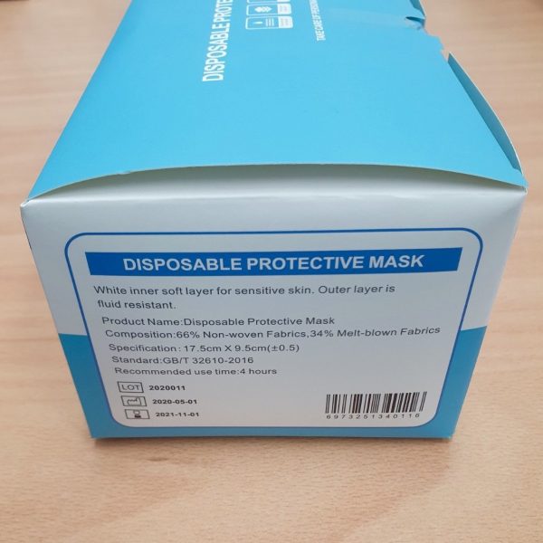 Face Masks - 3 Layer Disposable Protective Masks (50 per box)