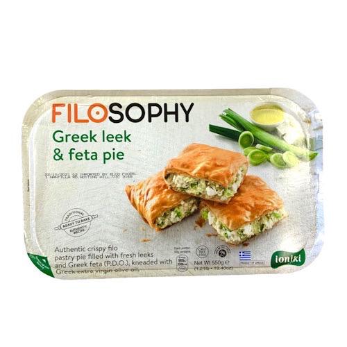 Filo Pie - Greek Leek, Feta Cheese with Extra Virgin Olive Oil Pie by Filosophy - 550g