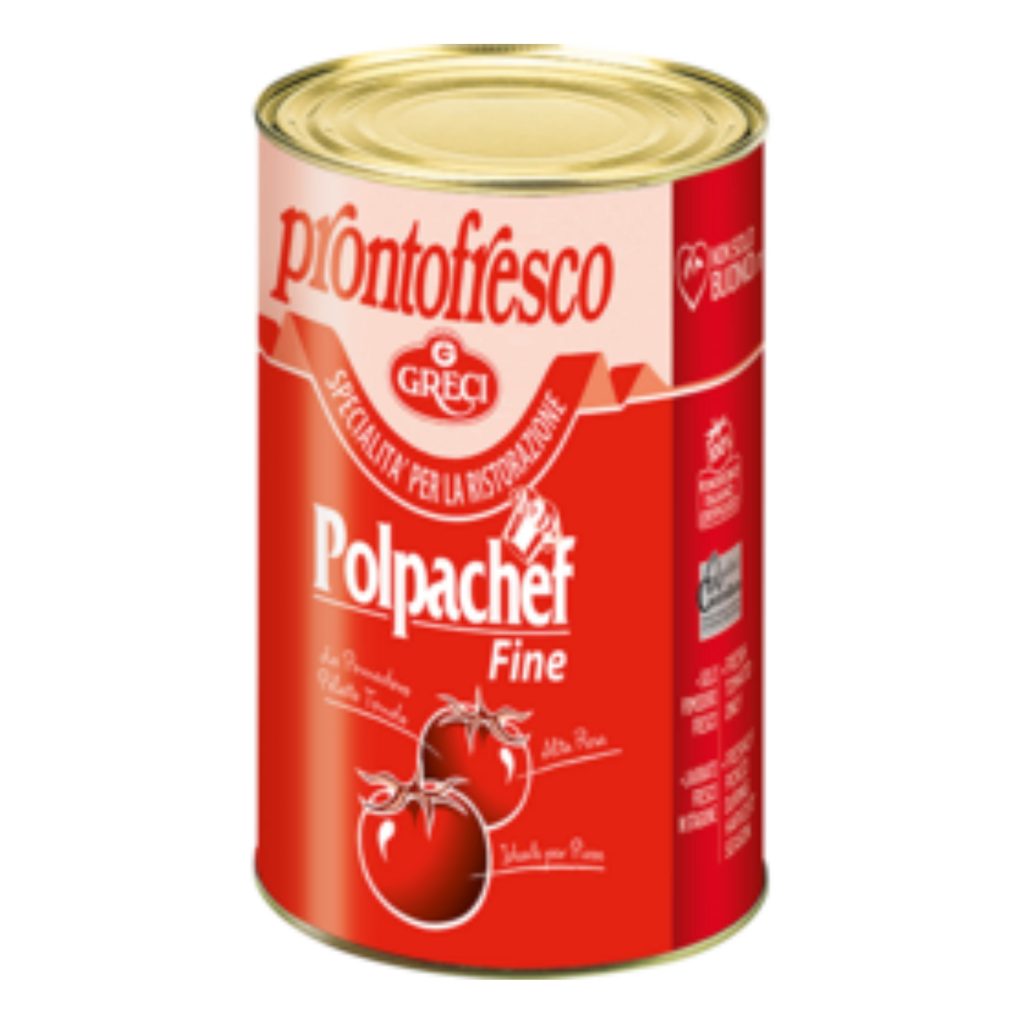 Tomato Crushed/Pulp Fine by Prontofresco 4..5kg Tin Biviano Direct