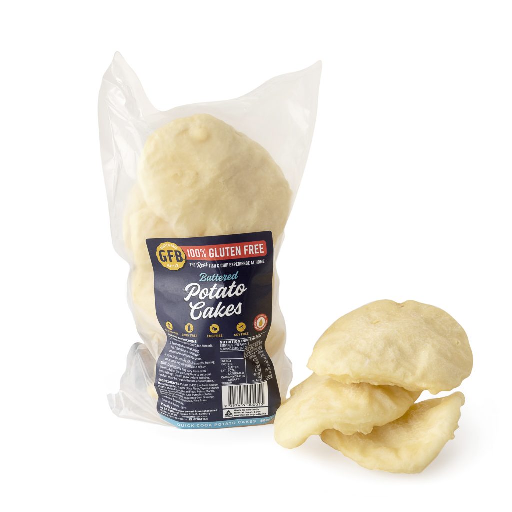 Potato Cakes Gluten Free Battered 500g Packet Biviano Direct