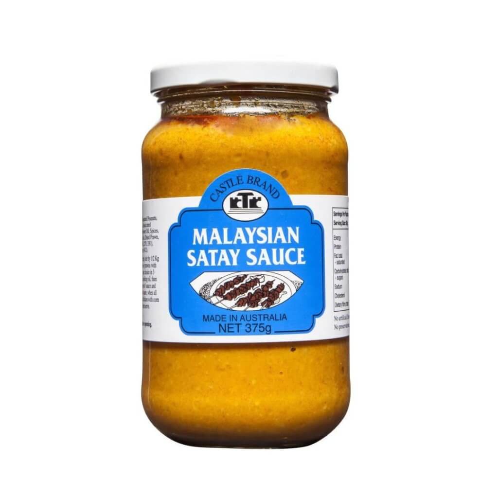 Satay Sauce Malaysian Style by CASTLE BRAND 375g jar Biviano Direct