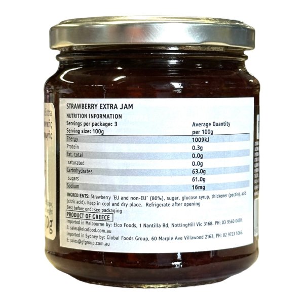 attiki strawberry jam nutrition 370g